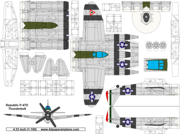 4D model template of Republic P-47D Thunderbolt