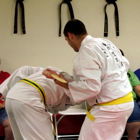 Practicing Basic Knife Defense.