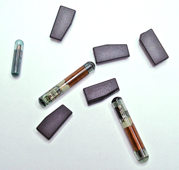 Carbon and glass transponder chips