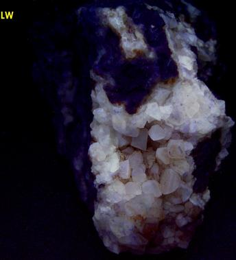 fluorescent CALCITE crystals - National Limestone Quarry #2, Lime Ridge, Mount Pleasant Mills, Perry Township, Snyder County, Pennsylvania, USA