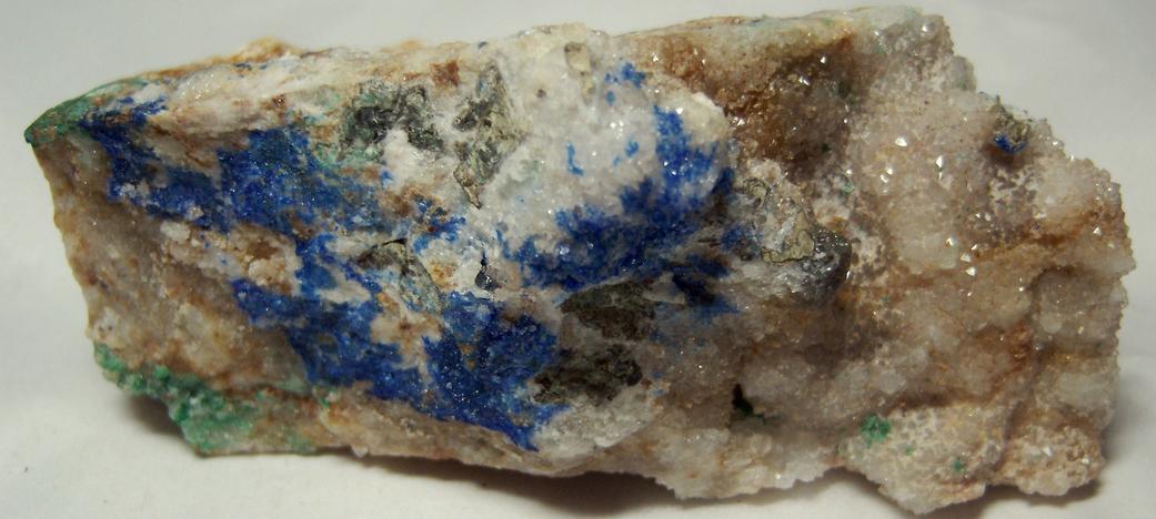 LINARITE, QUARTZ, BROCHANTITE, GALENA - Sunshine no. 3 Adit, Blanchard Mine (Portalas-Blanchard Mine), Bingham, Hansonburg District, Socorro County, New Mexico, USA - ex Parker minerals