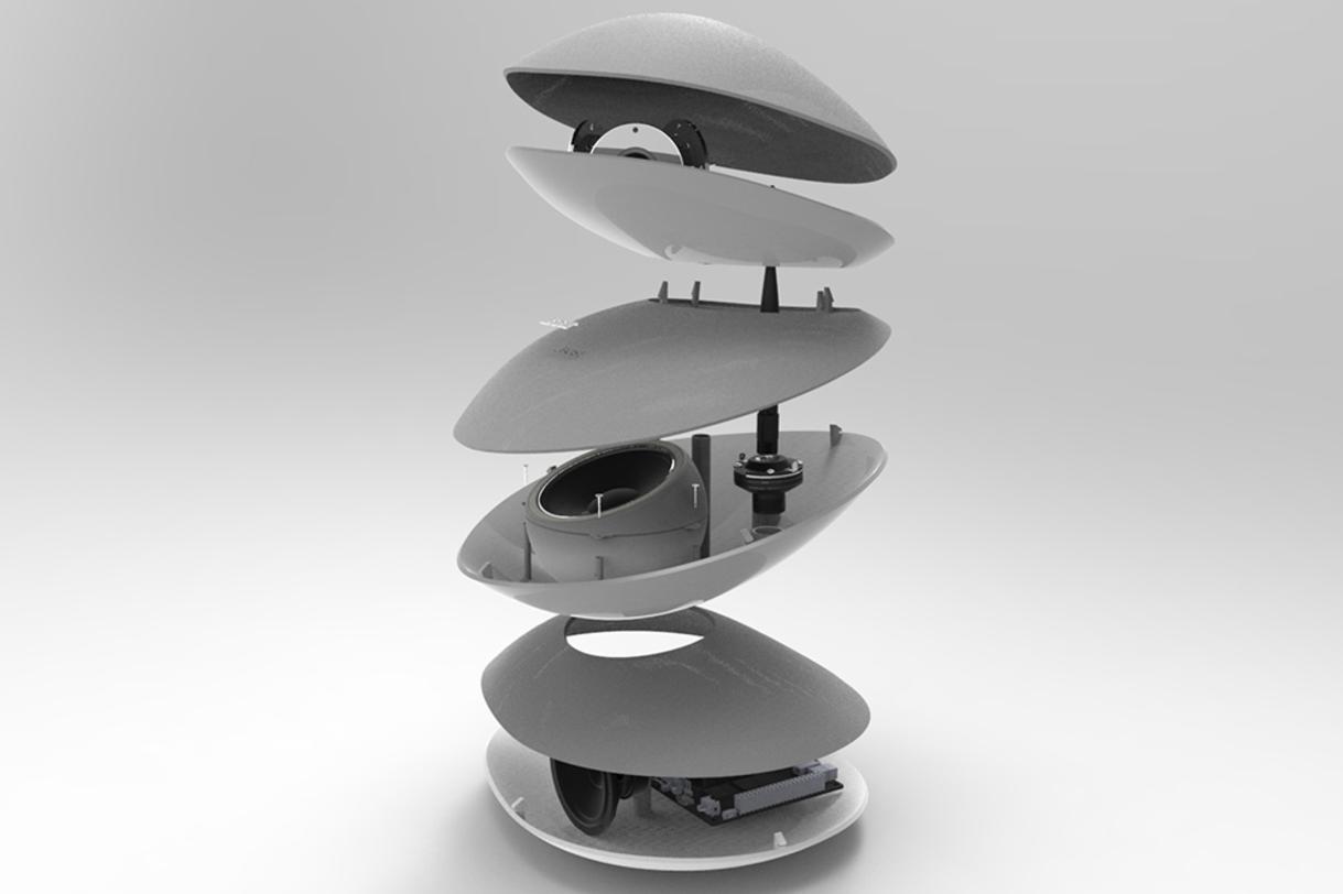 speaker blowup industrial design concept solidworks render