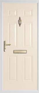 6 panel solid rebate composite door in cream