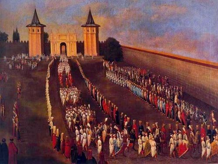 Ottomans at the gates of Topkapi Palace