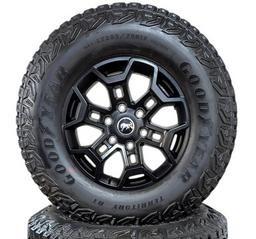 NEW TAKEOFF FORD BRONCO BADLANDS 17" WHEELS WITH LT285/70R17 GOODYEAR TERRITORY RT TIRES SET OF 5