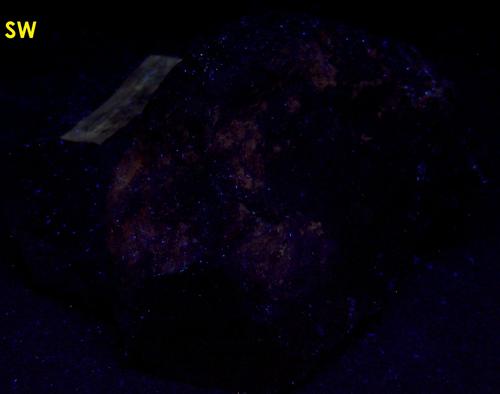 fluorescent, Bismuthinite, quartz, Mineral Point, San Juan Mts, San Juan County, Colorado, ex Albert Edward Foote, ex Irenee DuPont, ex Delaware University