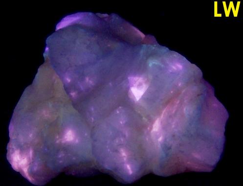 fluorescent phosphorescent Terlingua CALCITE, Terlingua, Terlingua Mining District, Brewster County, Texas, USA - ex Richard Eisenman "Highland Rocks"