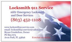 Locksmith 911 Service Business Card