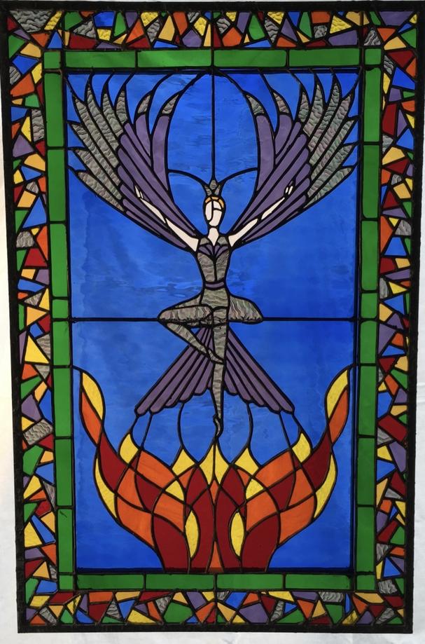 "The Phoenix Rising" Stained Glass Window From The Ballet Firebird