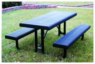 blue and black 6' metal table