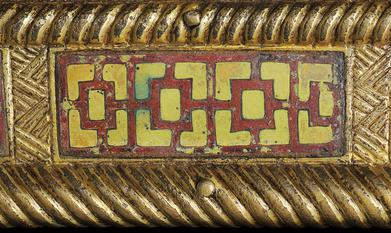 Enamelled plate on Saint Manchan's Shrine. Photography be Kevin O'Dwyer