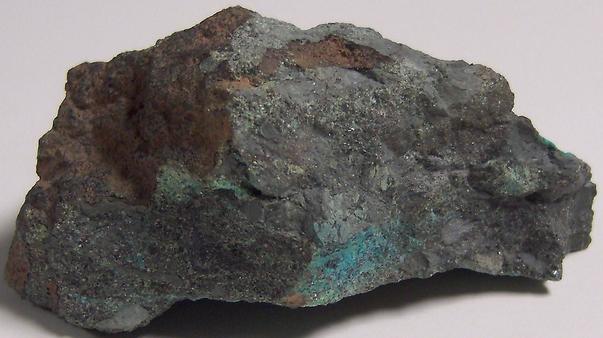 Pseudomalachite, Chrysocolla, manganese oxides, Schuyler Copper Mine (Schuyler Mine; Arlington Mine), North Arlington, Bergen County, New Jersey, USA