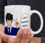 link to left-handed mug, boy image on Etsy