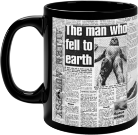 Alien Autopsy Newspaper Black Glossy Mug