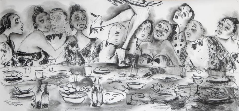 Table Dance - Charcoal on Paper 130 x 70 cm