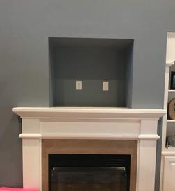 Before Picture of fireplace niche TV mounting by Carolina Custom Mounts in Charlotte NC