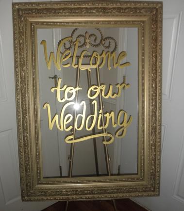 Gold frame acrylic signage for your wedding day.