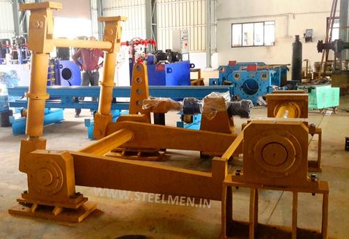 Y-TABLE FOR ROLLING MILLS, OIL LUBRICATION SYSTEM (Capacity - 50 LPM to 300 LPM), AUTOMATIC BUNDLING MACHINE, Hot Billet Shear, Billet Charging Grate, Flywheel, Gear Boxes, Mill Stands, Shearing Machines, Conveyor Rolls, Spindle Carrier, Pinch Rolls, Tilting Tables, Twin Channel, TMT Quenching System, Tail Breaker Pinch Rolls, Oil Lubrication System, Guide Box & Twist Pipes Mechanical Pusher, Mill Accessories, TMT Chain Transfer System, Recuperators, Cooling Tower, gear coupling, universal spindles, steel rolling mill, rolling mill items, steel plant machineries, steel plants, CCM, Continuous casting machine, steel melting, steel makers, leju Thomas, 9310524787, Gear boxes, Pinion stands, Rolling mill Stands on Fiber& bearings, Roller tables, Tilting tables, Y tables, Guide boxes, Chocks, Couplings, Spindles, Rotary shears, Flying shears, Cantilever type pinch Rolls, Tail Breaker pinch Rolls, Quenching Systems (for 8-16 mm, 16-25 mm, & 25-32 mm), Twin channel, Hot Rolling Mills, Shears, Automatic Cooling Bed, Quenching Boxes, Twin Channel Machine, Mill Stands, Cold Rolling Mills, Gear Couplings, Industrial Gear Box, Punching Cropping Machine, Hot Saw, Transmission Tower Machinery, Chain Transfer Systems, Product Design Development, Hot Rolling Mills Bar Rolling Mill Hot Rolling Mill Equipment Slit Rolling Mill Shears Flying Shear Crank Shear Continuous Rotating Shear Disc & Drum Shear Automatic Cooling Bed Quenching Boxes TMT Quenching Boxes Twin Channel Machine Industrial Gear Box Helical Gear Box Rolling Mill Gear Boxes Mill Stands Rolling Mill Stands TMT Mill Stands Housingless Mill Stands Cold Rolling Mills Gear Couplings Gear Jobwork Punching Cropping Machine Hot Saw Traveling type Hot Saw Fixed type Hot Saw Transmission Tower Machinery Chain Transfer Systems Product Design Development, Turnkey Solutions For Hot Rolling Mills Coilers Mill stands Shears & hot saws Twin channel Cooling beds Gear boxes & pinion stands TMT Equipment, Rolling Mill Machines Blade Grinding Machine Hot Saw Machines Straightening Machine Hydraulic Pusher, Hydraulic Cylinders, Ejectors, Hot Rolling Mill Flywheels Gear Boxes Mill Stands Gear Couplings Material Handling Equipment TMT Equipment Cooling Bed Shearing Machines Straightening Machines Spare Parts Of Rolling Mills Other Allied Equipments Bending & Time Machine Workshop Machinery, ♦ Bar Mills ♦ Structural Steel Mill Wire Rod Mill with Bar in Coil Line Rolling Mill for High-Grade Steels Section Mill High Speed Laying Head with Gear Box Crank Lever Shears Crank Shears Housingless Stands Double Crank Shears Rake Type Cooling Conventional Mill Stands Gear Boxes Rod mill block Varioblock Flying Shear • Tail Braking Pinch Roll • Cold Shear, Starting Stock Billets 160 x 160 x 12,000 mm 130 x 130 x 12,000 mm Furnace Group Charging grate, Hot charging, Elevator, Induction online heater Finished product Rebar 8 three-strand slit TMT Rebar 10 two-strand slit TMT Rebar 12-40 mm TMT Flats, angles and channels are possible too Sub-bundles 100-400 kg Master bundles 1 MT-3 MT Furnace Capacity 80 MT/h Main train Single-strand H/V arrangement, two strands are H/V type Roughing train : 4 off Model 600, 2 off Model 440, Free outlet after stand # 2 Intermediate train : 4 off Model 440, 4 off Model 340 Finishing train : 6 x Model 340 Associated shears Loopers : 8 off vertical, 6 off Single strand, 2 off multi strand Capacity 400,000 MT/y Cooling bed group Water quenching line, Thermex Cooling bed shear Cooling bed 66 x 10 m Finished speed 16 m/s (20 m/s) Material grades Carbon steels, Alloyed Structural Steel grades Continuous finishing shop Stationary cold shear 3,000 kN Counting system Small bundle forming 4 off Tying machine Various associated equipment, e.g. stoppers, chain transfers, roller tables, Starting stock Blooms 180 x 180 x 8,000 - 12,000 mm 300 x 300 x 8,000 - 12,000 mm Finished product Rebars 28 - 40 mm Rounds 30 - 100 mm dia. Hexagons 50 - 80 mm Flats 8 x 30 - 60 x 150 H-Beams 100 - 180 mm I-Beams 100 - 200 mm T-sections 75 - 140 mm Channels 100 - 200 mm Angles 80 x 80 x - 200 x 200 mm U-type sections for mine timbering 18U, 25U,29U Bundle/stack length 6 - 24 m Bundle/stack weight 2 - 5 t Furnace capacity 116/143 t/h Annual capacity 700,000 t/y Finishing speeds 6 m/s Material grades Carbon steels, Alloyed structural steel,Antifriction bearing steel Furnace group: Elevator (for hot charging), charging grate,weighscale, descaler, insulated holding tunnel Mill train: Single strand Roughing train 4 x Model 670, 1 x Model 760(V-H-HV-H) Intermediate train: 2 x Model 760, 4 x Model 670(H-H-H-UR-UR-HV) Finishing train: 5 x Model 670 (UR-HV-UR-HV-FUR) Associated shears Loopers: 4 x vertical Cooling bed group: Water cooling line, pinch roll unit Cooling bed shear Cooling bed 84 x 19 m Short-bar collecting device Continuous finishing shop In-line straightening machine (10 rollers) Hot saws: 1 x stationary, 1 x movable Abrasive cutting machines: 1 x fixed, 1 x movable Piling and stacking facilities (magnet-type) Tying machines: 2 x stationary, 2 x movable Various associated equipment, e.g. stoppers, chain transfers, roller tables. upto 150 x 150 x 12,000 mm Finished product: Wire rod 5.5 - 16 mm Rebars Nos. 3, 4 and 5 (as per ASTM) Coils 16 - 42 mm dia. Furnace capacity: 70 t/h Annual capacity: 300,000 t/y Finishing speeds: Wire rod line - 100 (120) m/s Bar in coil line - 13.5 m/s Material grades: Cold-heading steels Reinforcing steels Steels with a carbon content from low to medium Piano-wire PC-wire Free-cutting steel Water cooling line, pinch roll units, bar reels (2x), coil transfer,chain conveyor with retarded and accelerated cooling facilities, transfer unit to Power & Free coil handling system, Starting stock Billets 50 x 100 x 10,000 mm 125 x 125 x 11,400 mm Finished product Rod 5.5 - 13.5 mm dia. Bars 11 - 57 mm dia. Flads 22 - 120 mm, 5 - 12 mm thick Bundle/stack length 3 - 8.5 m Bundle/stack weight 0.5 - 3 (5) t Furnace capacity up to 60 t/h Material grades High-grade structural steels 34 Cr 4, 60 SiMn7, 42 CrMo4 Antifriction bearing steels 100 Cr 6, 100 Cr 2, 100 CrMo 7 3 Material grades Tool steels X 210 Cr 12, X 38 CrMoV 5 1, 55 CrNiMoVS 4 2 4 Acid-resistant and heat-resistant steels X 5 CrNiMo 18 11, X 2 CrNiMo 19 13,X 20 CrNiSi 25 4 High-speed steels X 79 Wco 18 5, X 82 W Mo 6 5 5 Special alloys X 55 CrMnNiN 20 8,X 45 CrSi 9 3 X 3 CrNiMoNbN 23 17 The complete range of steel grades includes approx. 300 different grades Furnace group: Charging grate, cross transfers, weighscale, descaler (2x), heatholding tunnel Mill train: Single strand, H/V - arrangement Roughing train: PSW and 6 x Model 440 Intermediate train: 4 x Model 440, 2 x Model 340 Finishing train: 4 x Model 340 Kocks-block 8-stand wire rod block for high grade steels 3 x 215/ 5 x 170 Associated shears Loopers: 7 x vertical, 1 x horizontal Cooling bed group: Water cooling line, pinch roll unit Cooling bed shear Cooling bed 57 x 5 m Continuous finishing shop: Abrasive cutting machine Piling and stacking facilities (non-magnet type) Tying machines: 1 x fi xed, 1 x movable various associated equipment, e.g. stoppers, chain transfers, roller tables etc. Rod finishing equipment: Water cooling and equalizing sections, pinch roll unit,laying head Ring conveyor for retarded and accelerated cooling reforming tub Pallet-type coil handling system, compacting & tying units,weighscale, unloading station Reel plant Water cooling and equalizing sections, Pinch roll units, Bar reels: 2 x, Transfer equipment to pallet-type coil handling system, Omsairam Steel & Alloys Pvt. Ltd., Bhagyalaxml Rolling Mills Pvt. Ltd., Kalika Re-rollers Pvt. Ltd., Parvati Alloys (P) Ltd., MITC Rolling Mills (P) Ltd., Maharashtra Steel Rolling & Engg Co. Chimanlal Vijay Kumar Steels Pvt. Ltd, Bhagwati Ferro Metals (P) Ltd, Balbir Rolling Mills Ltd. Quartz Metals Inds., Metro Alloys Ltd., Pushpak Steel Inds. Pvt Ltd., T. k. Ispat Pvt Ltd., Allied Ferromelt Pvt Ltd., Bhagwati Steel Cast Ltd., R. L. Steels Ltd., Guardian Steels Pvt. Ltd., Shri Karvir Nivasini Mahalakshmi Ispat Pvt. Ltd., Khatu Shyamji Steel Rolling Mills Pvt. Ltd., Kunal Ispat & Alloy Inds. Pvt Ltd. Sun Metallics & Alloys Pvt. Ltd, Hans Ispat Ltd. Shri Khatu Shyam Industries, Rajuri Steel Pvt. Ltd, Shree Om Steel Rolling, Air Carrying Corpn (I) Ltd., titan Alloys Ltd. Sunflag Iron & Steel Co. Ltd., Sharda Ispat Ltd., Fortune Metaliks Ltd., Sharda Shree Ispat Ltd., R. K. Structures Pvt. Ltd., Sanvijay Industries Pvt. Ltd., Shivali Udyog (I) Ltd., S.D. Bansal Iron & Steel Pvt. Ltd., Inertia Iron & Steel Inds. Pvt. Ltd., Nalwa Steel & Power Ltd., Shilpa Re-rollers Ltd., Sri Jai Balaj Steel Rolling Mills Ltd., Petropol India Ltd. Galwalia Ispat Udyog Pvt. Ltd. Crest Steel & Power Pvt. Ltd. Himalayan Rolling Steel Industries Pvt. Ltd., Shree Balaji Pigments Pvt. Ltd., Upper India Steel Mfg. & Engg. Co. Ltd., Capital Ispat Ltd., Barnala Steels Inds. Ltd., Shri S.S. Shyam Steels Pvt. Ltd. Fortune Metals Ltd. Rathi Udyog Ltd., M/s. Gallantt Ispat Lyd., Gemini Merchandise Pvt. Ltd., Jagdamba Rolling Mills, Shree Krishna Steel Rolling (Jaipur) Ltd. Modi Steels, Usha Martin Inds. Prince TMT Steels Pvt. Ltd., Dindigul Iron & Steel Co (P) Ltd. ARS Metals Ltd. V.V. Iron & Steel Company Pvt Ltd. Jairaj Ispat Ltd., Pioneer Torsteel Mills (P) Ltd., Devshree Ispat Pvt. Ltd., Vaibhav Merchantile Ltd., Maa Mahamaya Inds. Pvt. Ltd., Chitrakoot Metal Ltd. P. R. Rolling Mills Pvt. Ltd. Shree Aravindh Steels Ltd. Shyam Steel Industries Ltd. Shri Ramrupai Balaji Steels Ltd. Adhunik Ispat Pvt. Ltd. Durgapur Steels Ltd. B. M. A. Stainless Ltd. Zion Steel Ltd. Shree Metaliks Ltd. Usha Martin Ltd. Shyam Sel Ltd. Maithan Steel & Power Ltd.