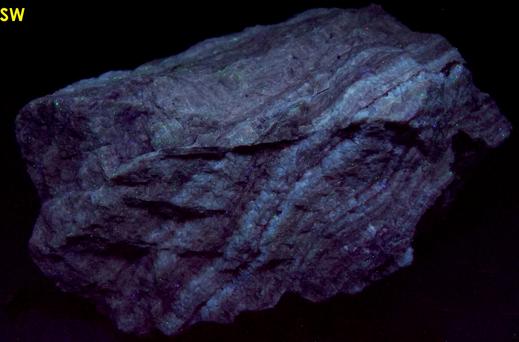 fluorescent CALCITE TRAVERTINE - National Limestone Quarry #2, Lime Ridge, Mount Pleasant Mills, Perry Township, Snyder County, Pennsylvania, USA