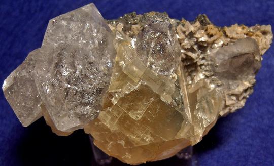 fluorescent Herkimer Diamond QUARTZ, DOLOMITE, CALCITE, MARCASITE, PYROBITUMEN - St. Johnsville, Montgomery County, New York, USA - ex Adrian Labuz 1970s
