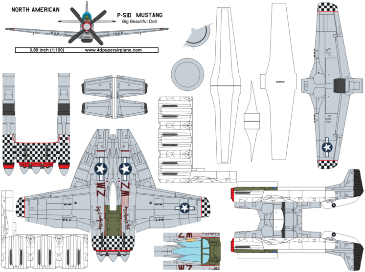 4D model template of P-51D Mustang