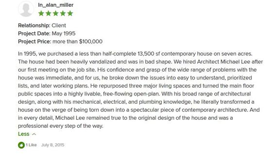 Alan Miller Houzz 5 Star Review