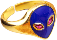 Alien/UFO Finger Ring Alien Shape Gold Plated 8 Colours for Women Couple Enamel Stackable Finger Ring Adjustable Jewellery