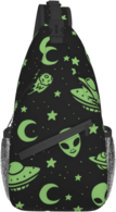 'UFO Cool Alien Crossbody Backpack' and Triangle In Lotus for Unisex Young Adult Hiking Sling Chest Bag Gym Bag Travel Bag