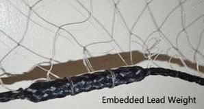 Closeup of seine net lead line with lead embedded in line