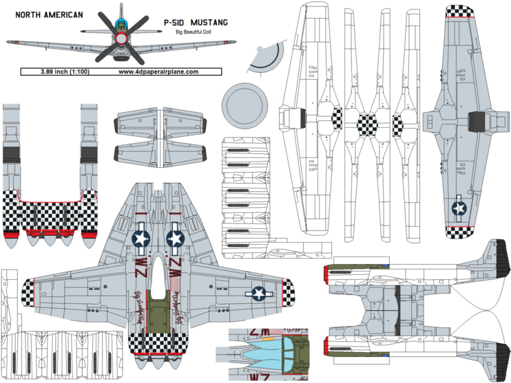 4D model template of P-51D Mustang