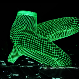 Luminous Fishnet Stockings One-pieces Mesh Leggings Tights High Waist Pantyhose Perspective Glow In The Dark Lingerie