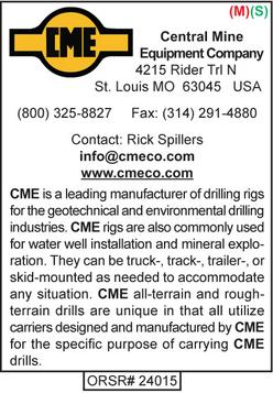 Drill Rig Mfg, Central Mine Equipment, CME