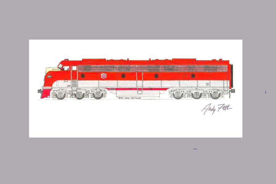 Missouri-Kansas-Texas Red Locomotives 11"x17" Poster Andy Fletcher signed 