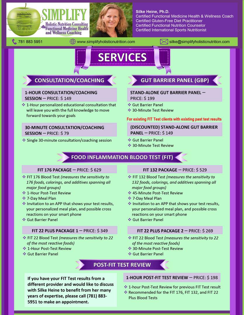 Simplify Services Menu Price List