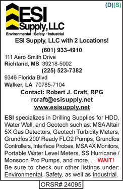 ESI Supply, LLC, Drilling Supplies for HDD, Water Well, and Geotech, Environmental Supplies, Industrial Supplies, Safety Supplies