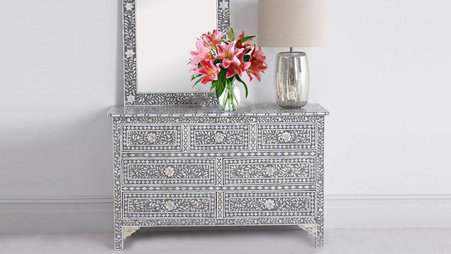 Hacienda Blue Bone Inlay And Mother Of Pearl Inlay Furniture And