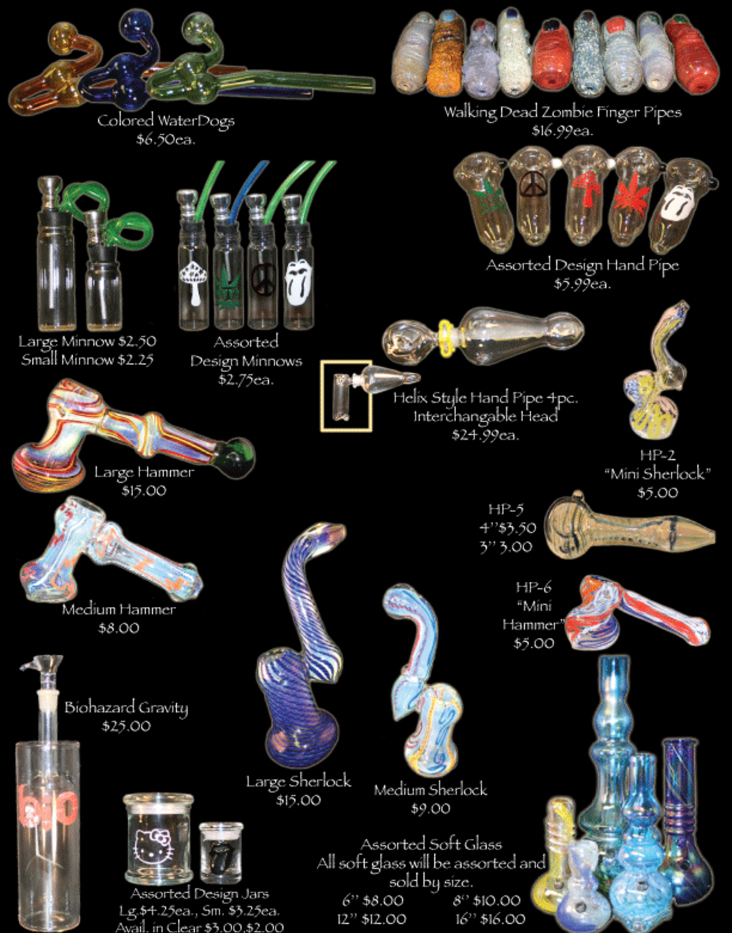 Glass Hand Pipes, Bubblers, Hammers