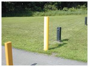 yellow bollards
