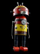 retro robot sculpture art astronaut