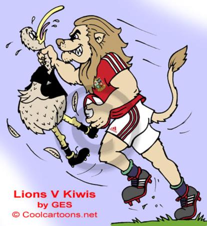 Lions Tour Lions v Kiwis rugby cartoon animals T Shirt