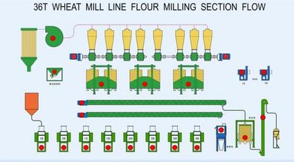 Automatic Flour Mill 36ton milling section flow