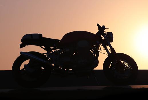 cafe racer motorcycle sunset california