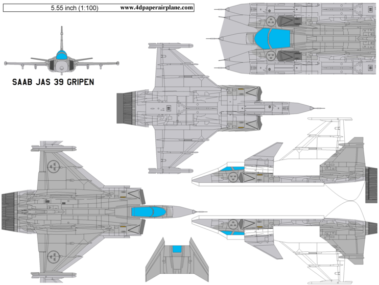 4d Paper Airplane Model Template Modern Aircraft