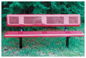 red and black 8' metal bench