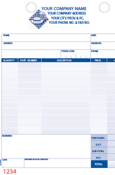 Blue ink logo on 17 line Register Sample form image