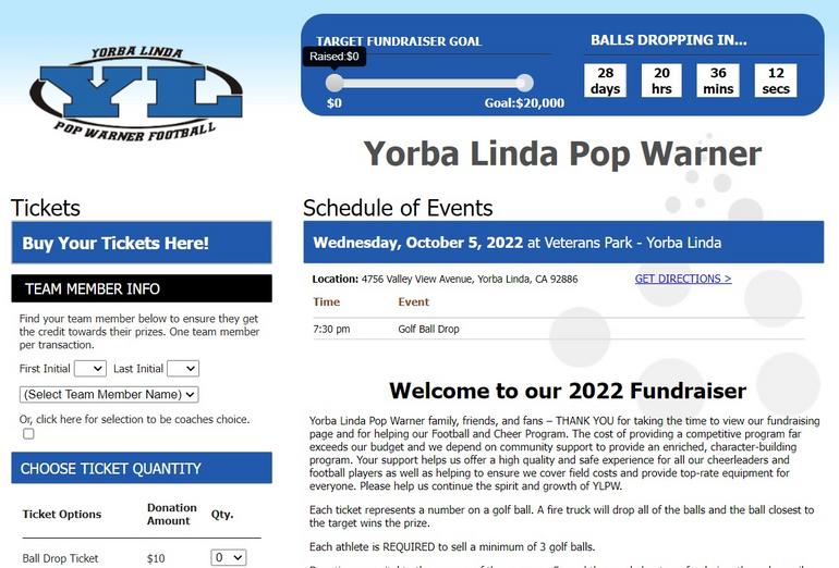 Yorba Linda Pop Warner Ball Drop