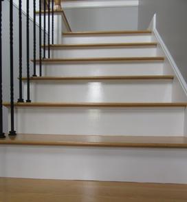 Painted staircase in Mansfield, MA.