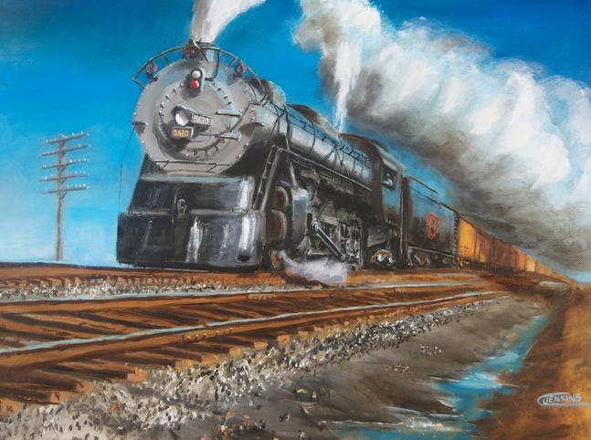 steam train locomotive painting Burlington CB&Q