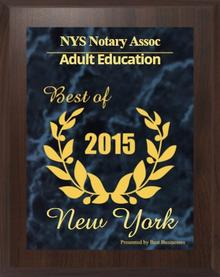 best NY Notary Classes Award 2015 NYS Notary Association