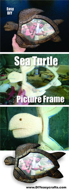 How to make a hand carved Sea Turtle picture frame. Check out all of our nautical DIY craft ideas. www.DIYeasycrafts.com